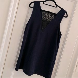 BB DAKOTA SATIN NAVY AND BLACK LACE MINI DRESS. BRAND NEW WITH TAGS